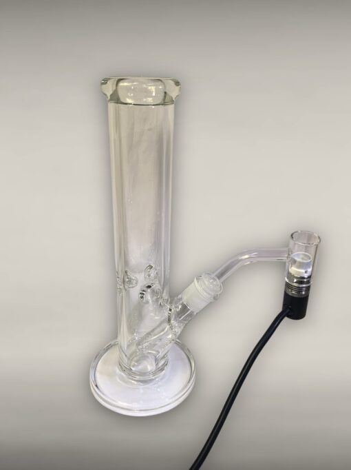 Glass Straight Waterpipe w/ Bowl,  45 ° Quartz Bottomless Banger & Carb Cap - Image 4