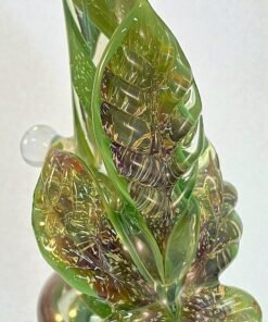 Hemp leaf glass top leaf closeup