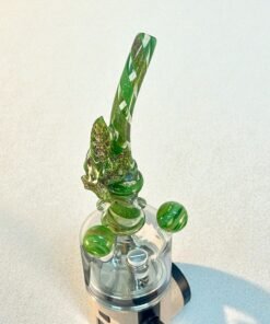 Hemp leaf glass top closeup angle on fogger