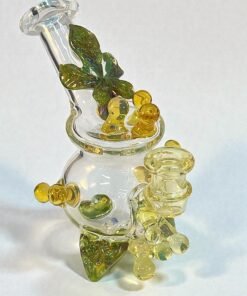Emerald hemp leaf mini rig angle view