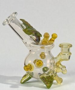 Emerald hemp leaf mini rig side view