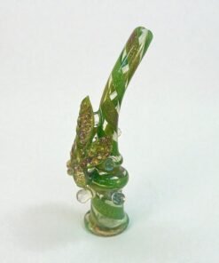 Hemp leaf glass top side with mouthpiece
