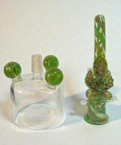Hemp leaf glass top and mouthpiece separate