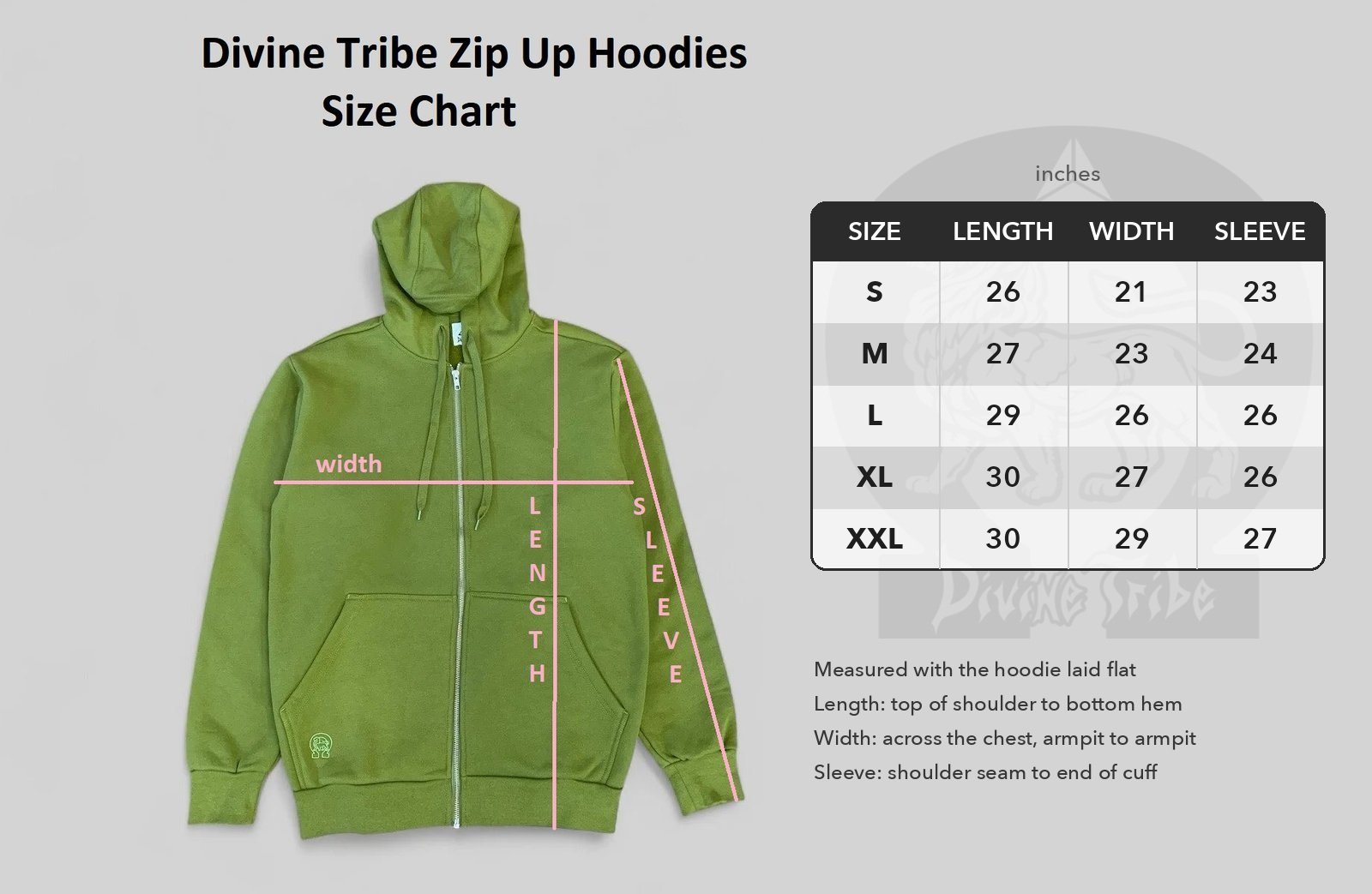 Hemp hoodie size chart