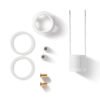 Crossing 3D XL joystick ceramic heater repair kit laid out on white: heater with leads, ceramic cup, two silicone gaskets, two ceramic insulators and two brass pins