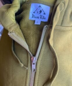 Hemp Zip Up Hoodie inside label and fleece lining