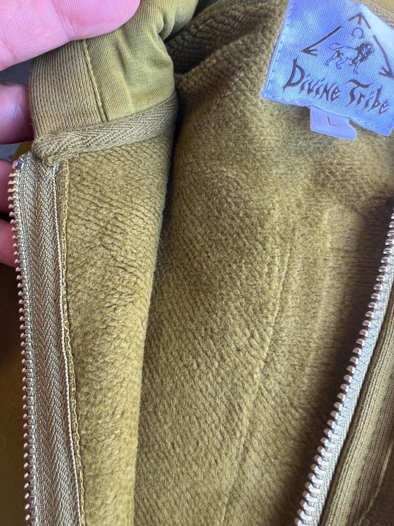 Hemp Zip Up Hoodie zipper and fleece detail