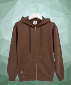 Hemp Zip Up Hoodie Dark Brown front