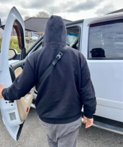 Hemp Zip Up Hoodie worn outdoors