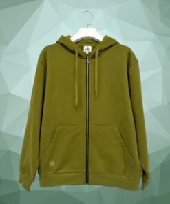 Hemp Zip Up Hoodie Mossy Green front