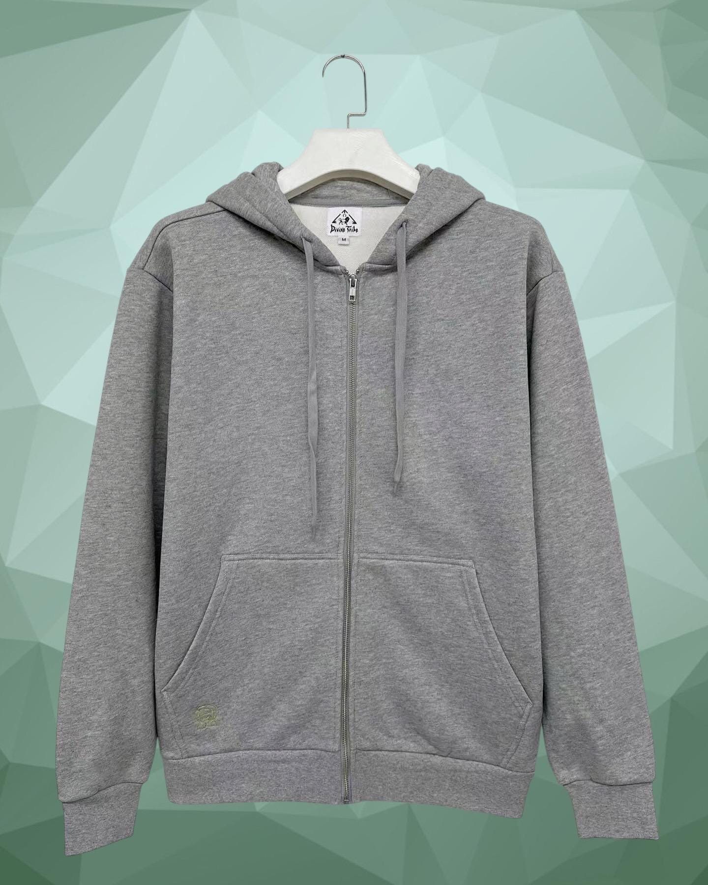 Hemp Zip Up Hoodie Workout Grey front