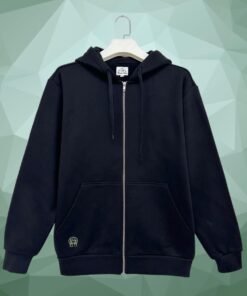 Hemp Zip Up Hoodie Reactive Black front